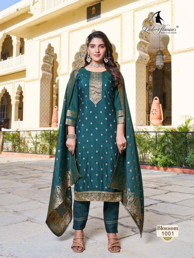 Ladies Flavour Blossom Chanderi Jaquard Readymade Suits